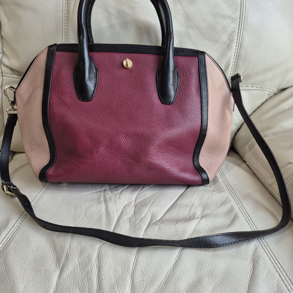 Authentic Furla Elegant Two-Tone Leather Handbag